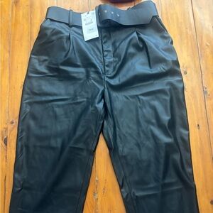 Zara Black pleather Trousers